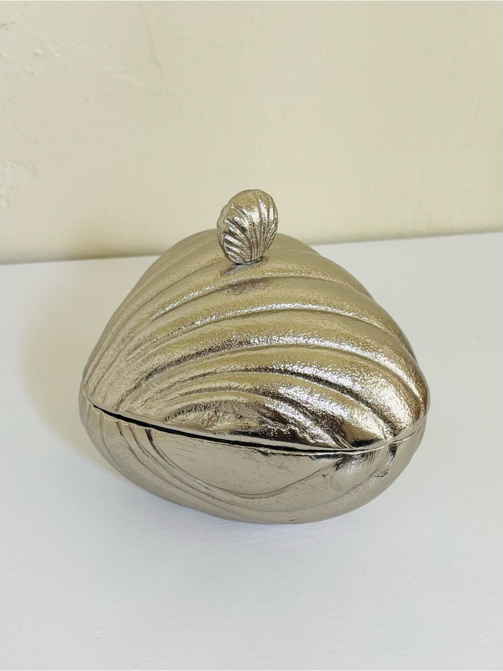 Threshold x Studio McGee Lidded Shell Container in Silver Finish Coastal NWT